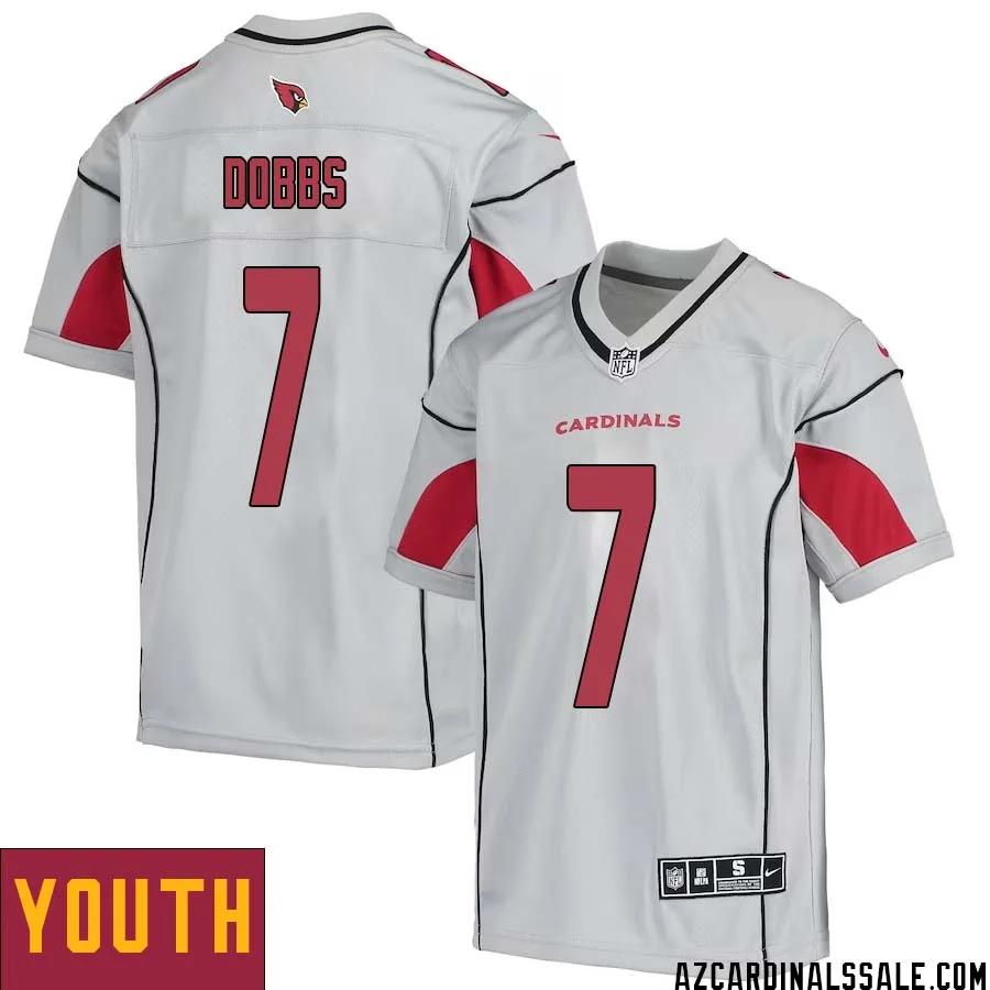 Joshua Dobbs No 7 Youth Silver Arizona Cardinals Inverted Legend Jersey 1
