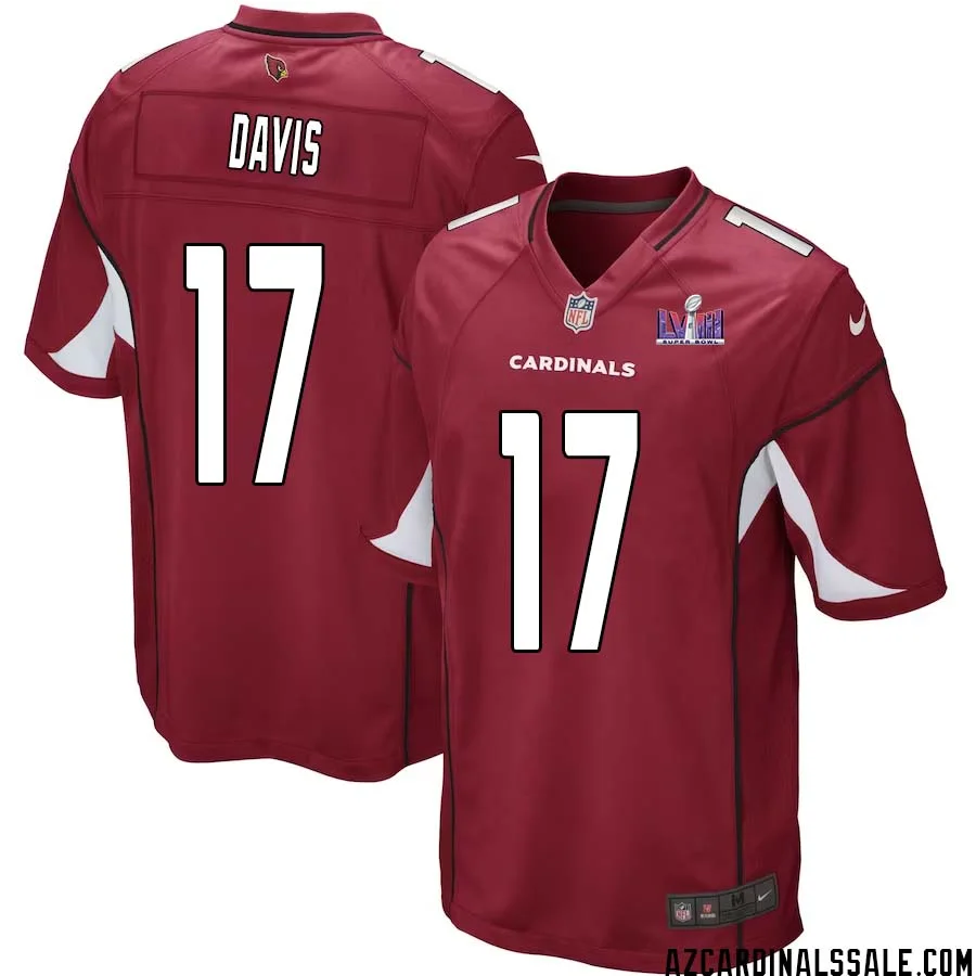 Kaden Davis No 17 Arizona Cardinals Super Bowl LVIII Home Game Jersey Cardinal for Men 1