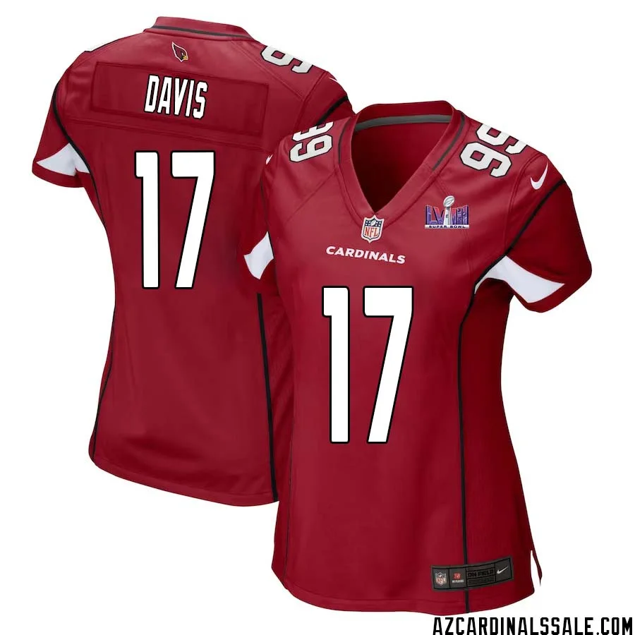 Kaden Davis No 17 Arizona Cardinals Super Bowl LVIII Home Game Jersey Cardinal for Women 1