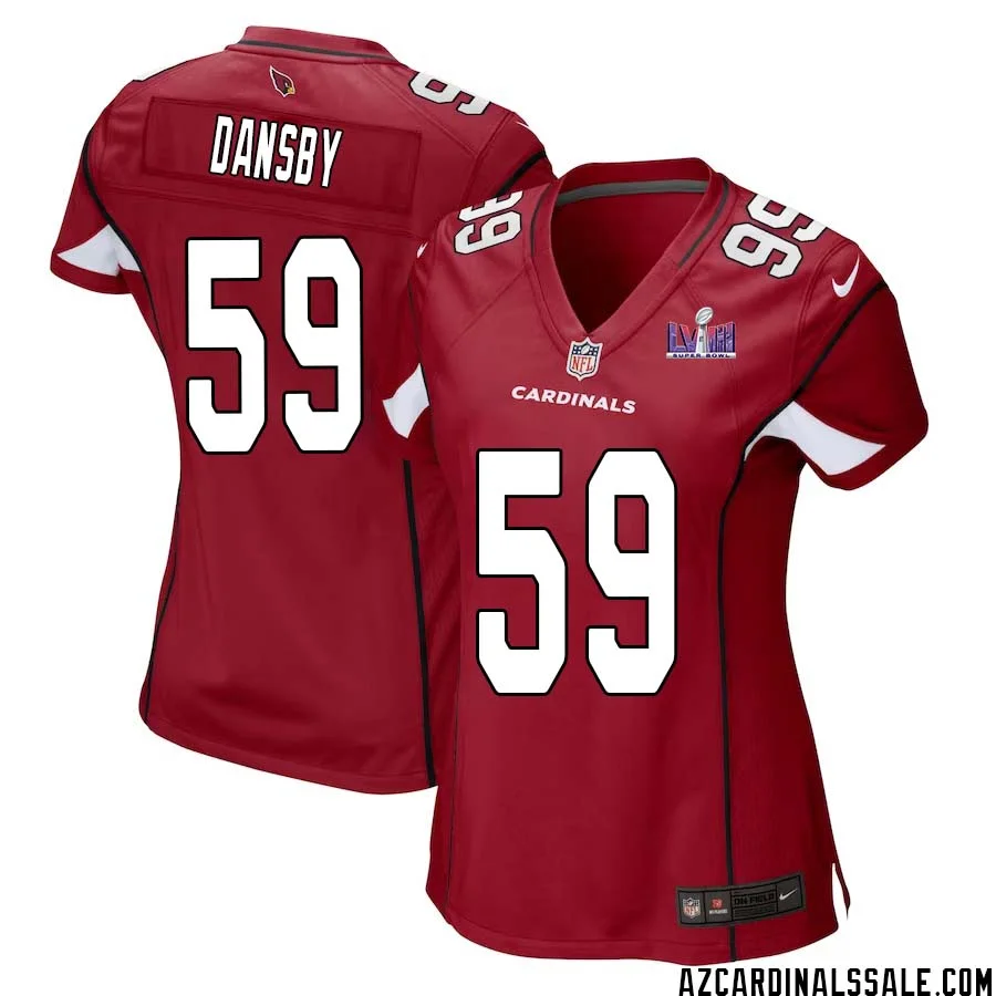 Karlos Dansby No 59 Arizona Cardinals Super Bowl LVIII Home Game Jersey Cardinal for Women