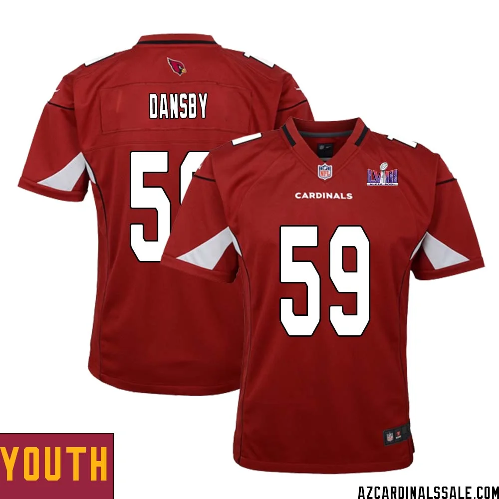 Karlos Dansby No 59 Arizona Cardinals Super Bowl LVIII Home Game Jersey Cardinal for Youth