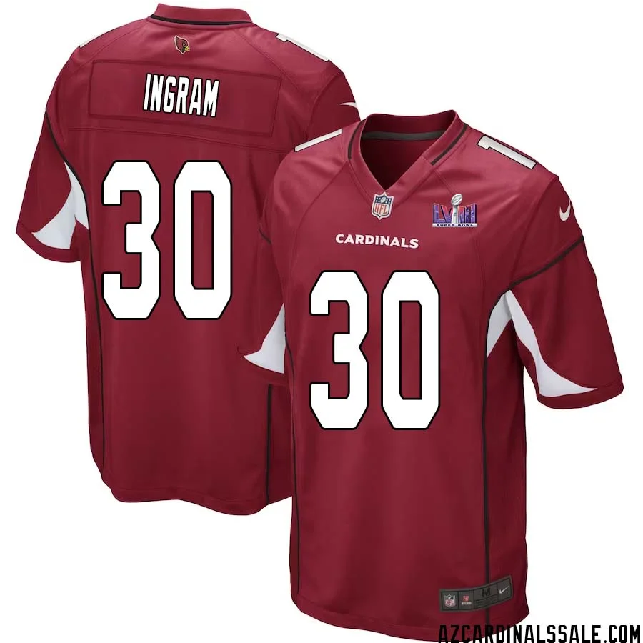 Keaontay Ingram No 30 Arizona Cardinals Super Bowl LVIII Home Game Jersey Cardinal for Men