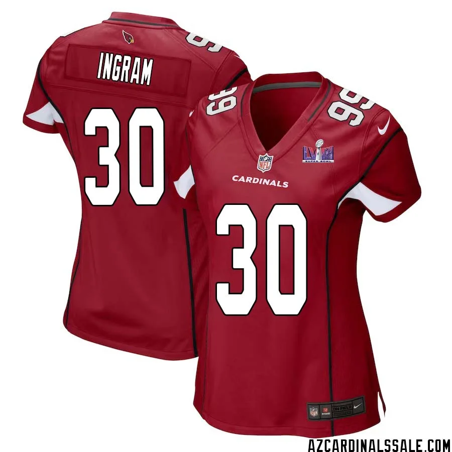 Keaontay Ingram No 30 Arizona Cardinals Super Bowl LVIII Home Game Jersey Cardinal for Women 1