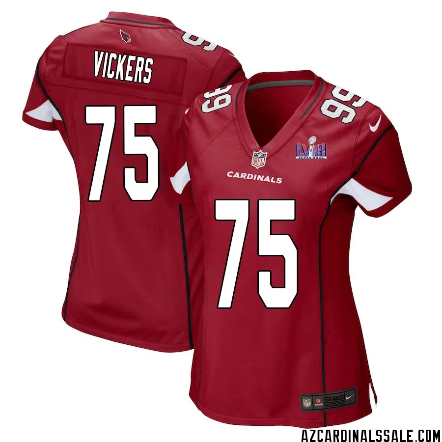Kendal Vickers No 75 Arizona Cardinals Super Bowl LVIII Home Game Jersey Cardinal for Women 1