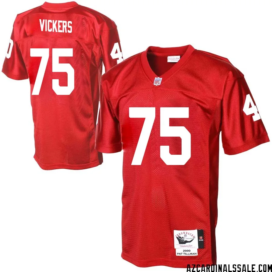 Kendal Vickers No 75 Men Arizona Cardinals Mitchell Ness Cardinal Authentic Throwback Jersey 1