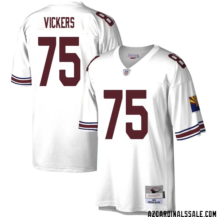 Kendal Vickers No 75 Men Mitchell Ness White Arizona Cardinals Legacy Replica Jersey 1