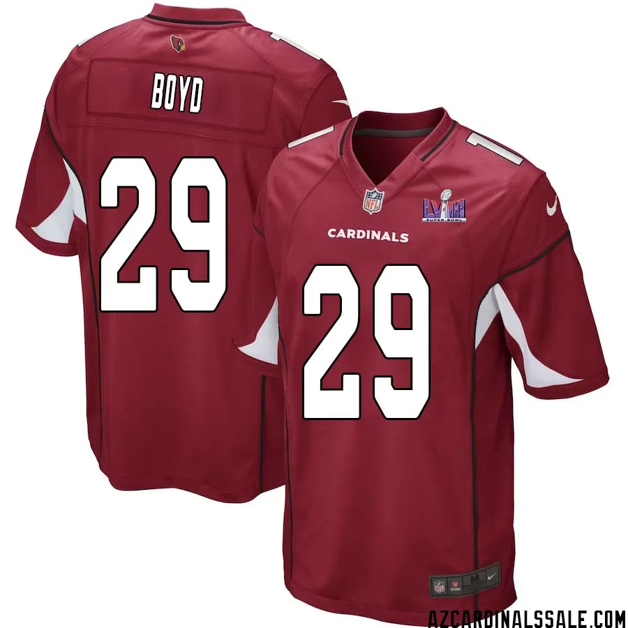 Kris Boyd No 29 Arizona Cardinals Super Bowl LVIII Home Game Jersey Cardinal for Men 1