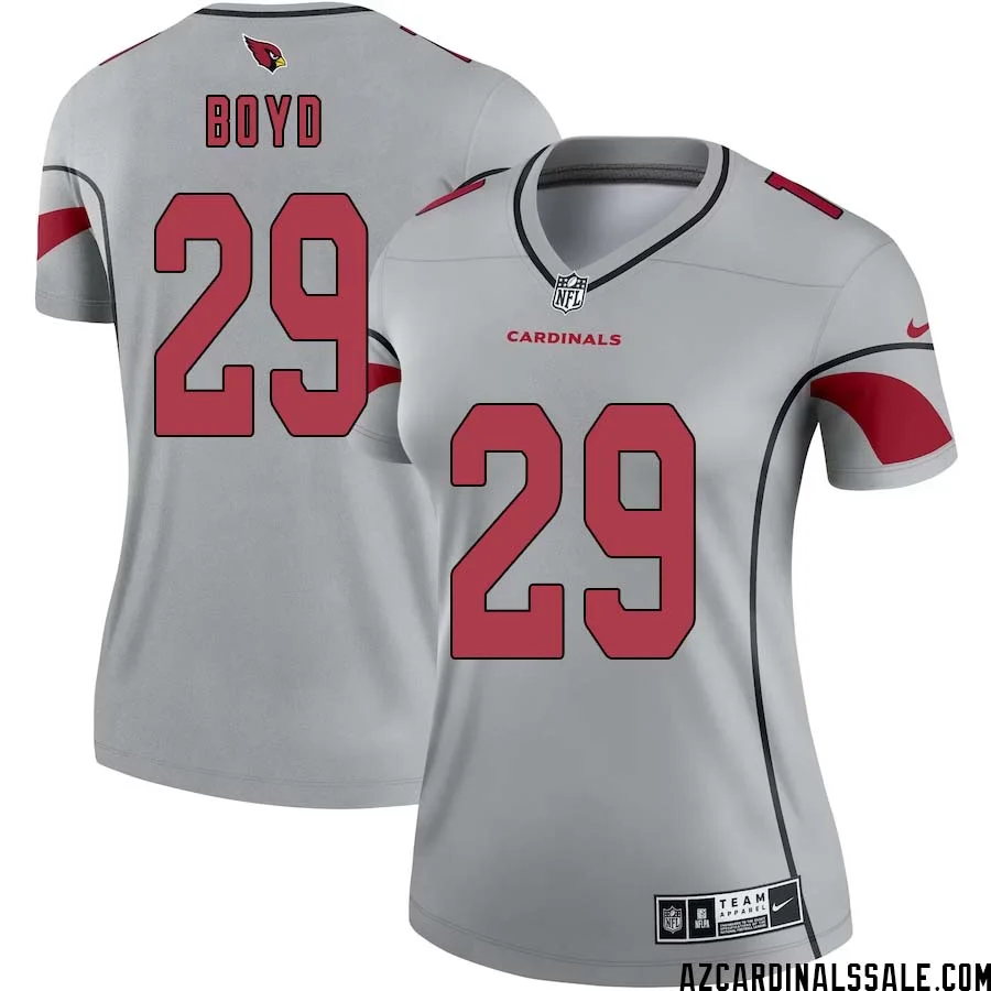 Kris Boyd No 29 Women Silver Arizona Cardinals Inverted Legend Jersey 1