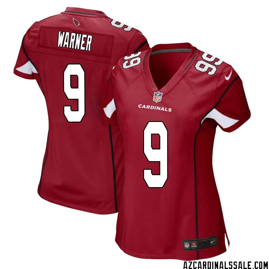 Kurt Warner No 9 Arizona Cardinals Home Game Jersey Cardinal for Women 1