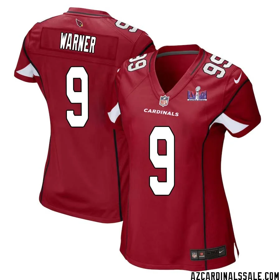 Kurt Warner No 9 Arizona Cardinals Super Bowl LVIII Home Game Jersey Cardinal for Women