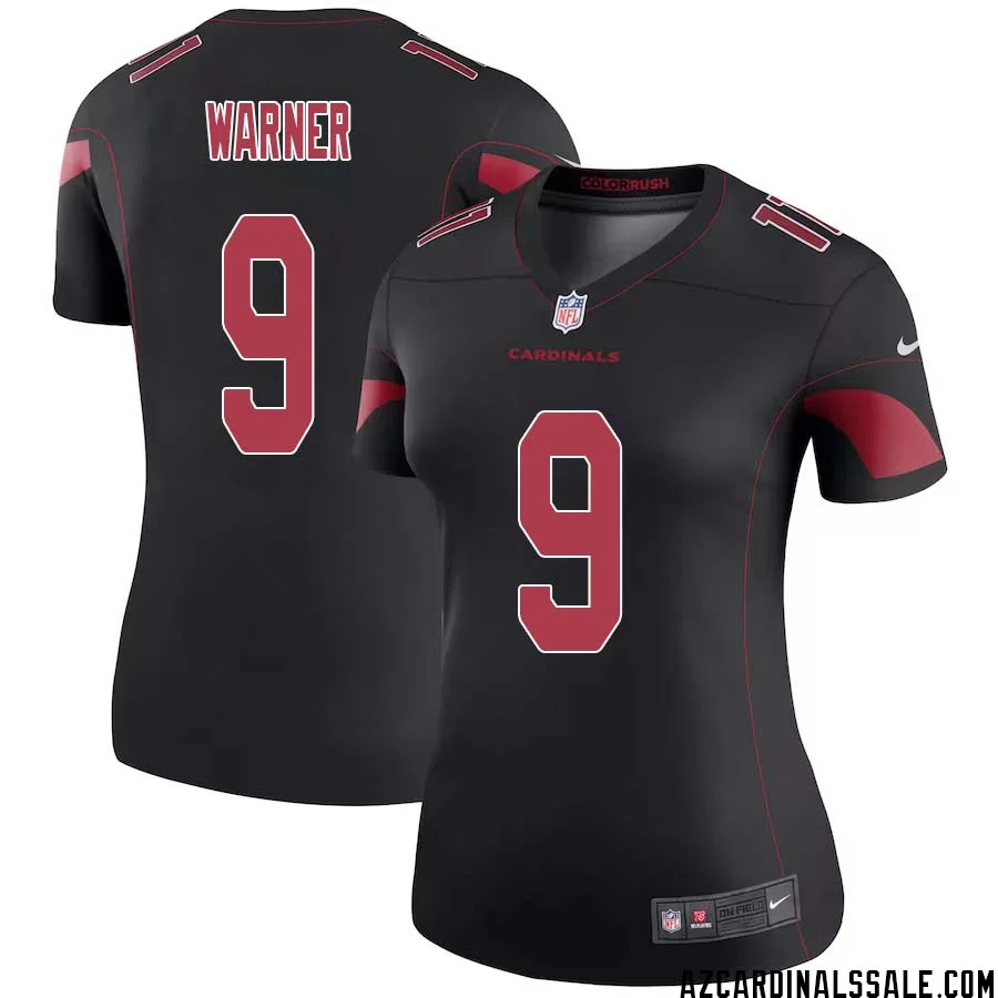 Kurt Warner No 9 Women Black Arizona Cardinals Color Rush Vapor Limited Jersey 1