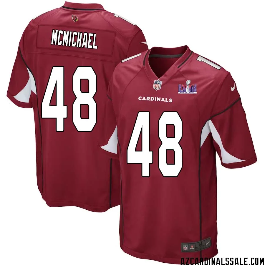 Kyler McMichael No 48 Arizona Cardinals Super Bowl LVIII Home Game Jersey Cardinal for Men 1