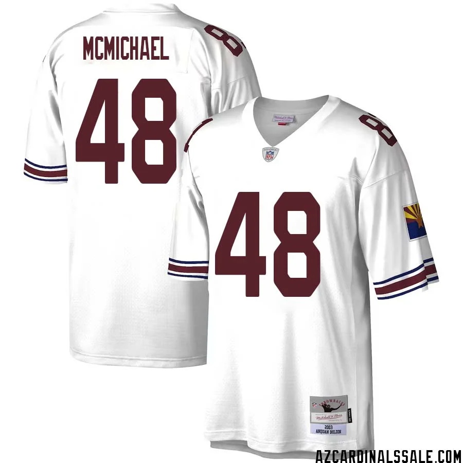 Kyler McMichael No 48 Men Mitchell Ness White Arizona Cardinals Legacy Replica Jersey 1
