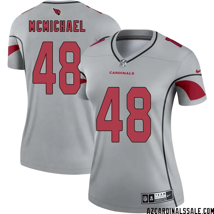 Kyler McMichael No 48 Women Silver Arizona Cardinals Inverted Legend Jersey