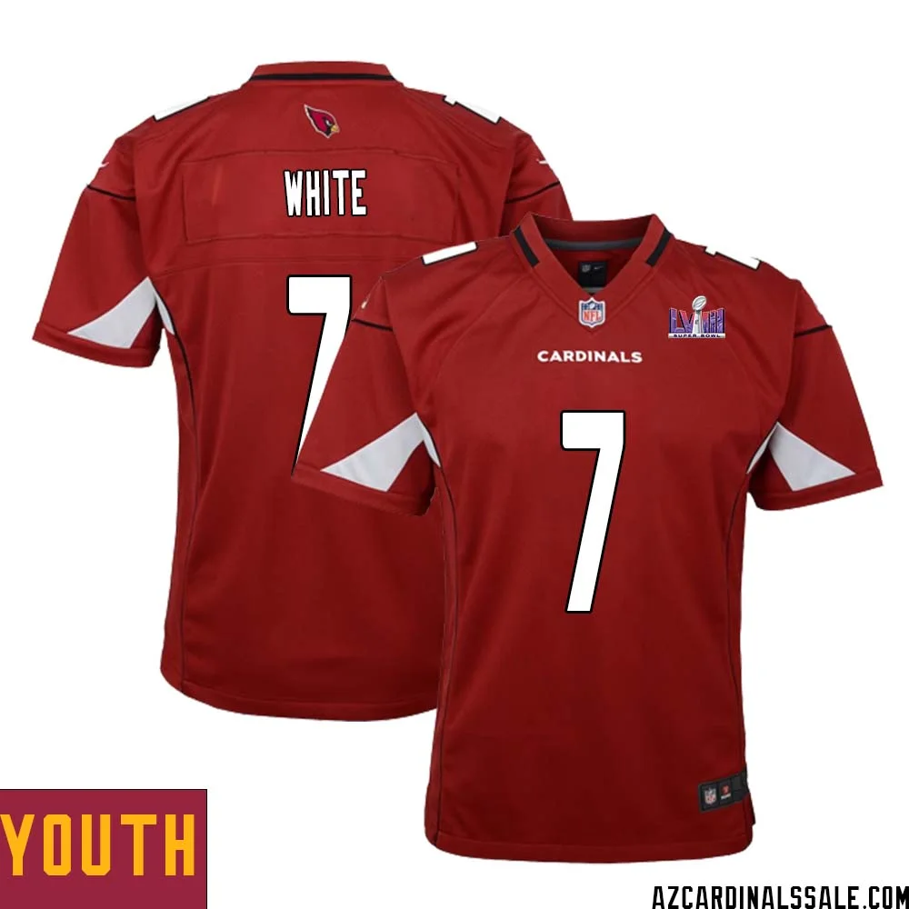 Kyzir White No 7 Arizona Cardinals Super Bowl LVIII Home Game Jersey Cardinal for Youth 1