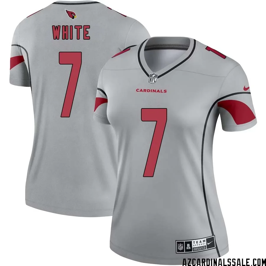Kyzir White No 7 Women Silver Arizona Cardinals Inverted Legend Jersey