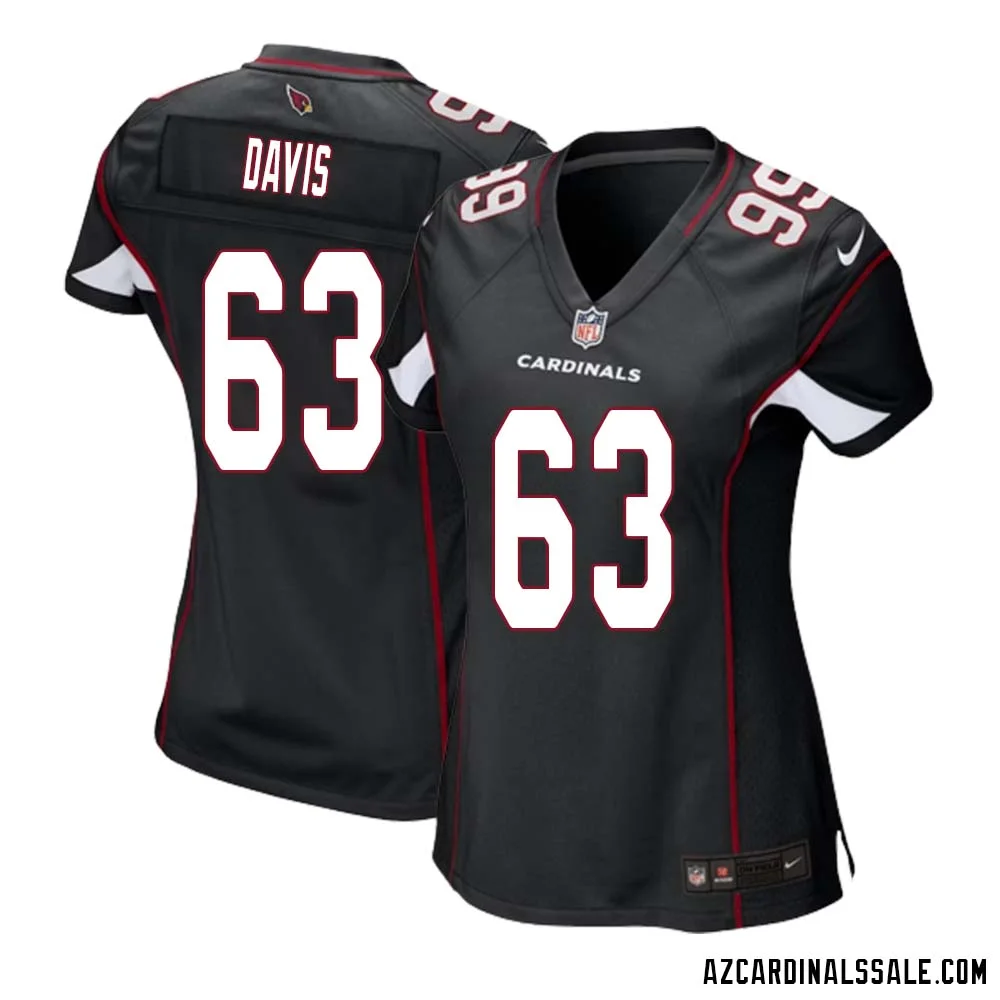 Leonard Davis No 63 Arizona Cardinals Black Alternate Game Jersey Cardinal for Women