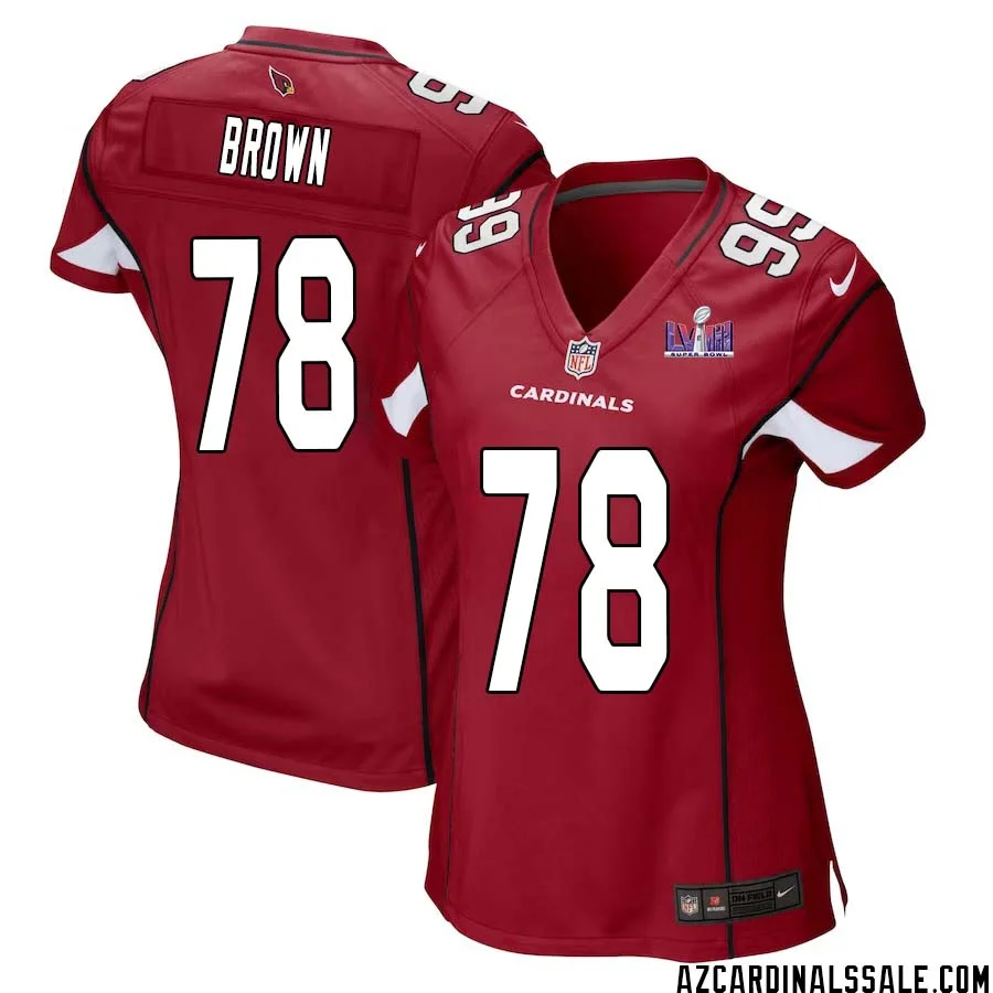 Levi Brown No 78 Arizona Cardinals Super Bowl LVIII Home Game Jersey Cardinal for Women