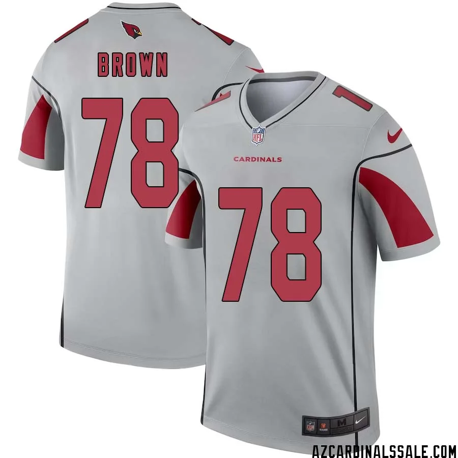 Levi Brown No 78 Men Silver Arizona Cardinals Inverted Legend Jersey 1