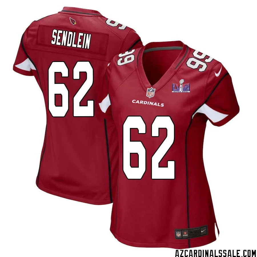 Lyle Sendlein No 62 Arizona Cardinals Super Bowl LVIII Home Game Jersey Cardinal for Women