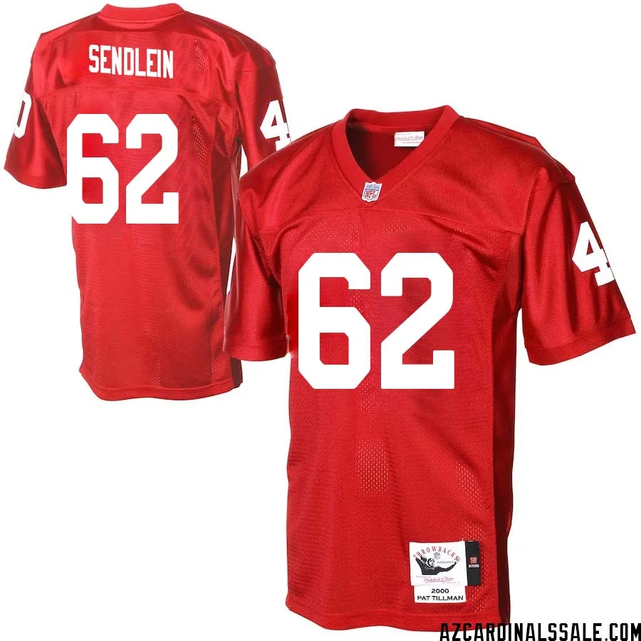 Lyle Sendlein No 62 Men Arizona Cardinals Mitchell Ness Cardinal Authentic Throwback Jersey 1