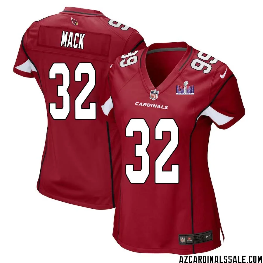 Marlon Mack No 32 Arizona Cardinals Super Bowl LVIII Home Game Jersey Cardinal for Women