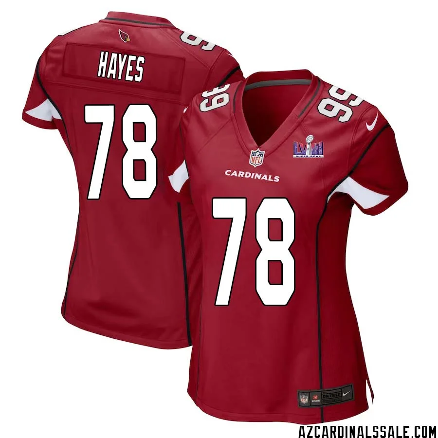 Marquis Hayes No 78 Arizona Cardinals Super Bowl LVIII Home Game Jersey Cardinal for Women