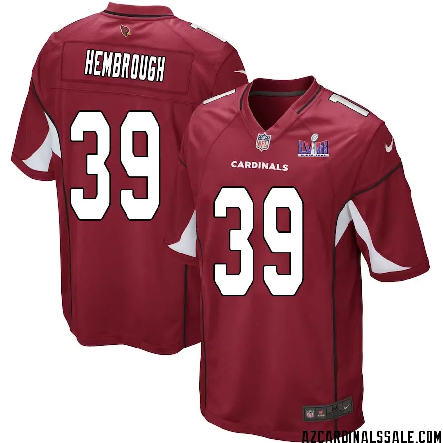Matt Hembrough No 39 Arizona Cardinals Super Bowl LVIII Home Game Jersey Cardinal for Men
