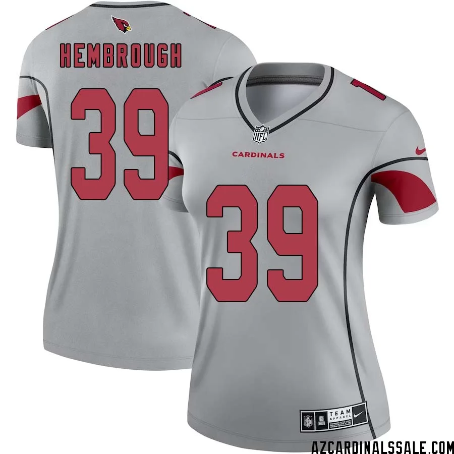 Matt Hembrough No 39 Women Silver Arizona Cardinals Inverted Legend Jersey