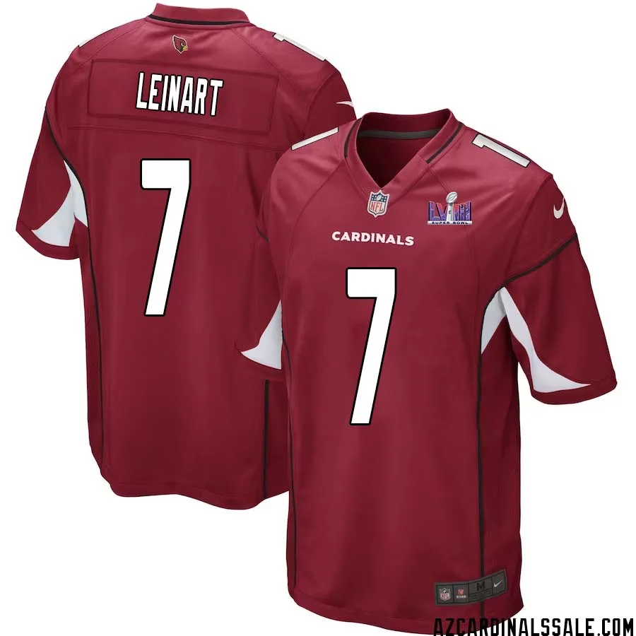 Matt Leinart No 7 Arizona Cardinals Super Bowl LVIII Home Game Jersey Cardinal for Men 1