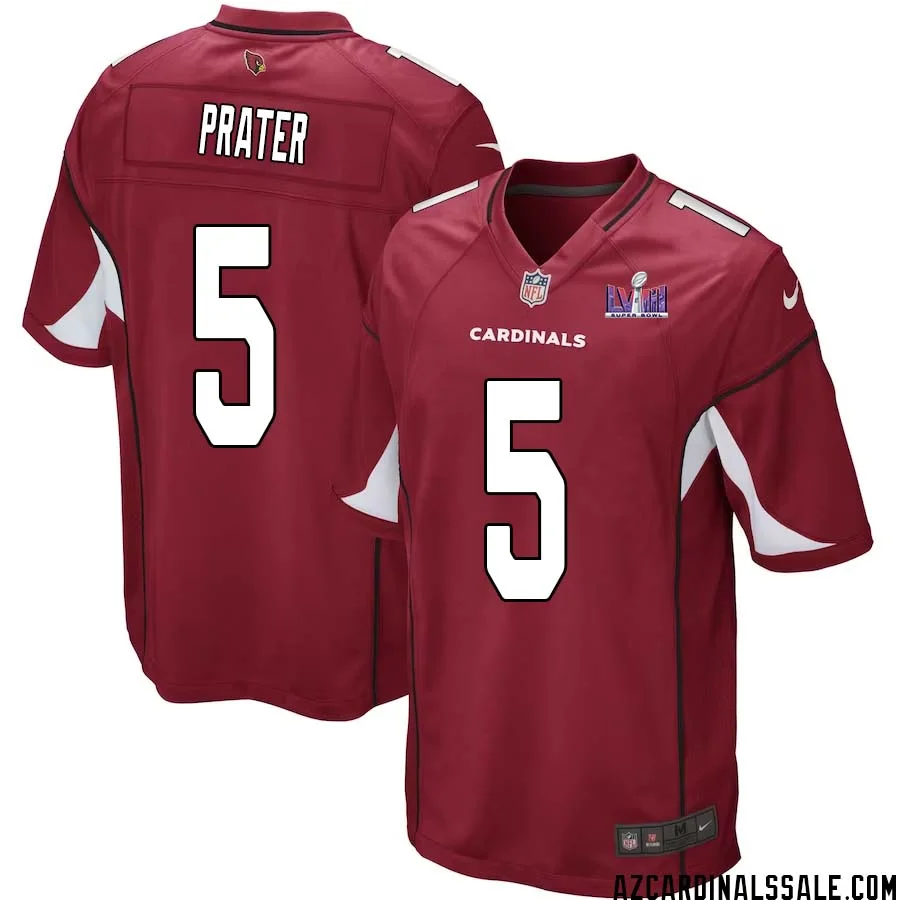Matt Prater No 5 Arizona Cardinals Super Bowl LVIII Home Game Jersey Cardinal for Men 1