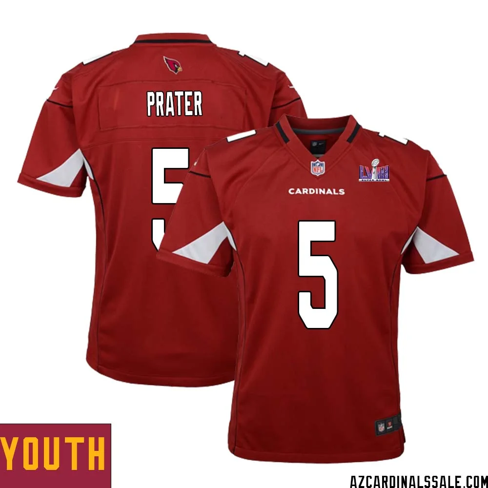 Matt Prater No 5 Arizona Cardinals Super Bowl LVIII Home Game Jersey Cardinal for Youth