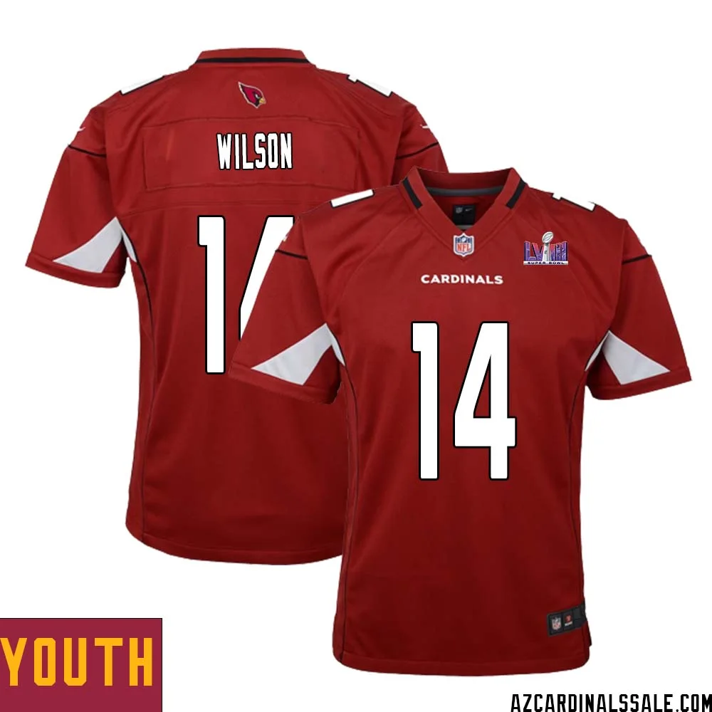 Michael Wilson No 14 Arizona Cardinals Super Bowl LVIII Home Game Jersey Cardinal for Youth 1