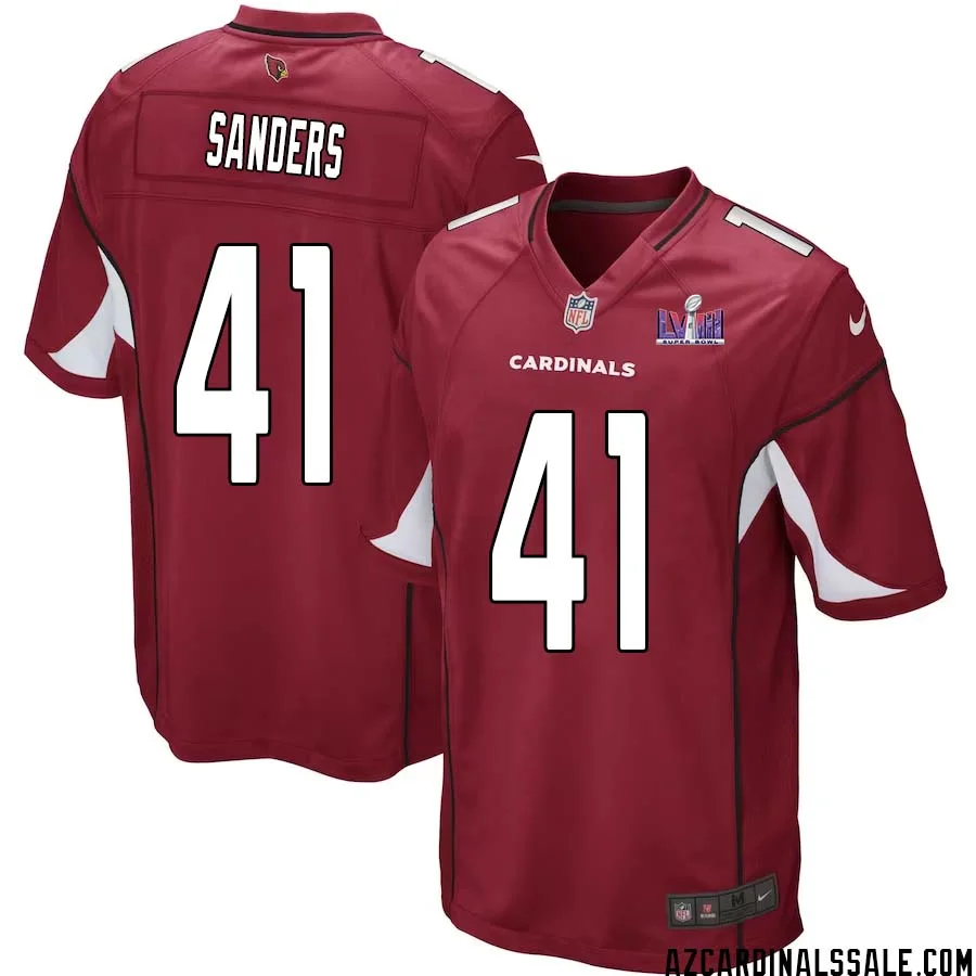 Myjai Sanders No 41 Arizona Cardinals Super Bowl LVIII Home Game Jersey Cardinal for Men 1