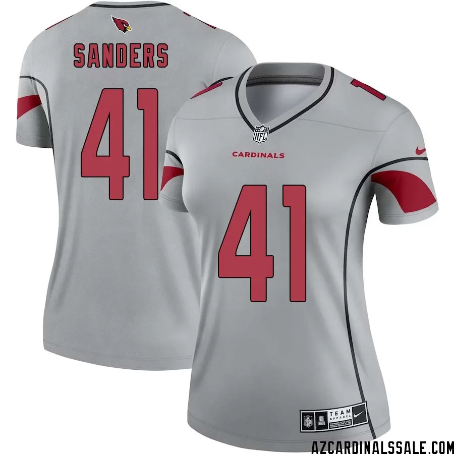Myjai Sanders No 41 Women Silver Arizona Cardinals Inverted Legend Jersey 1
