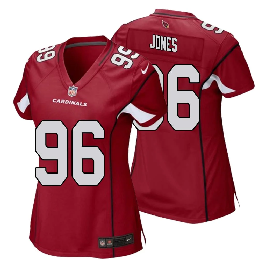 Naquan Jones No 96 Arizona Cardinals Away Game Jersey Cardinal for Women 1