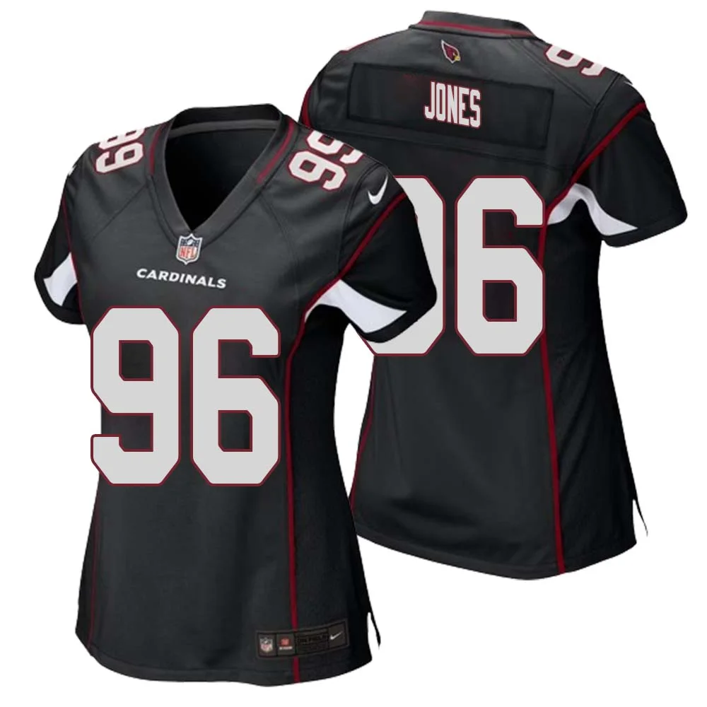 Naquan Jones No 96 Arizona Cardinals Black Alternate Game Jersey Cardinal for Women 1