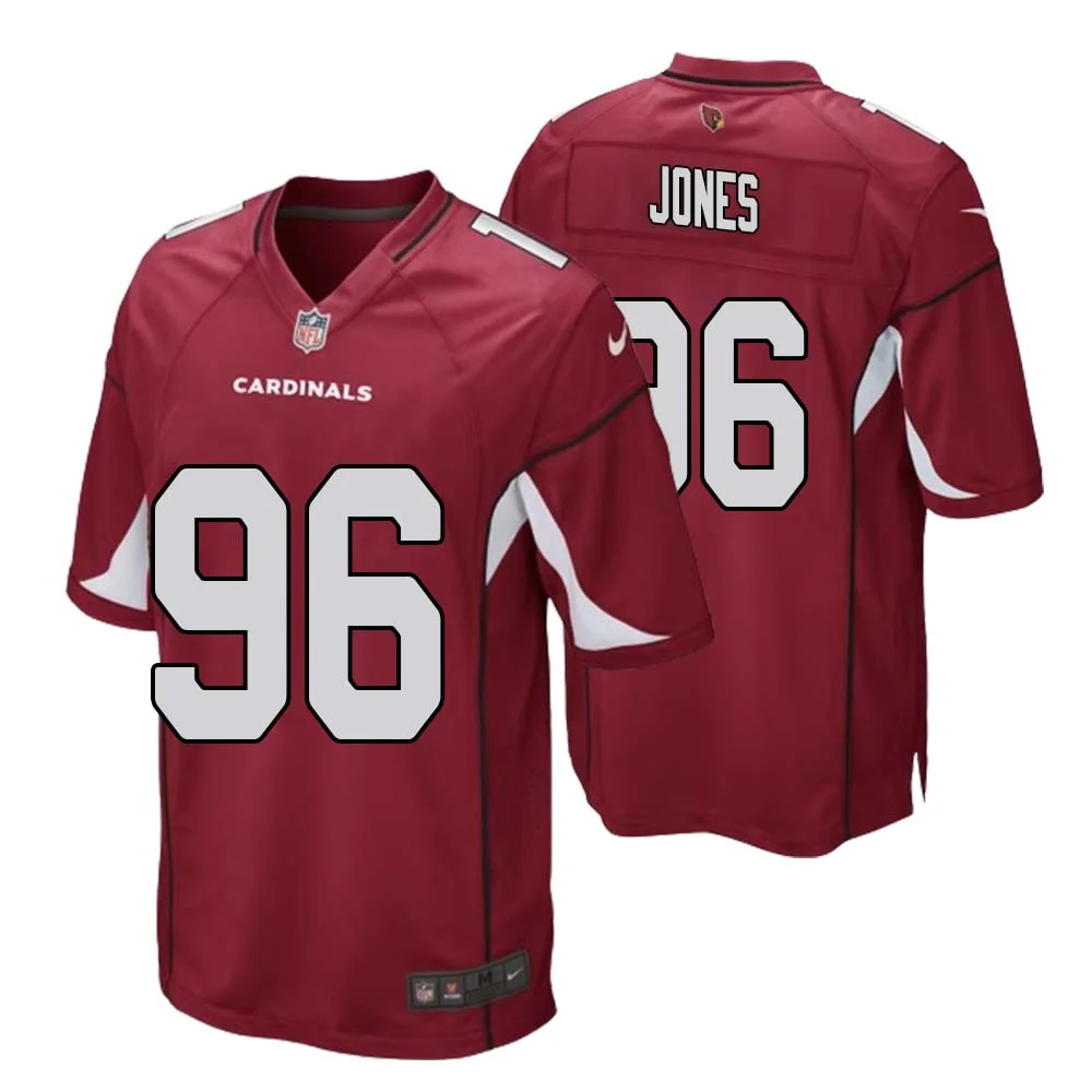 Naquan Jones No 96 Arizona Cardinals Home Game Jersey Cardinal for Men
