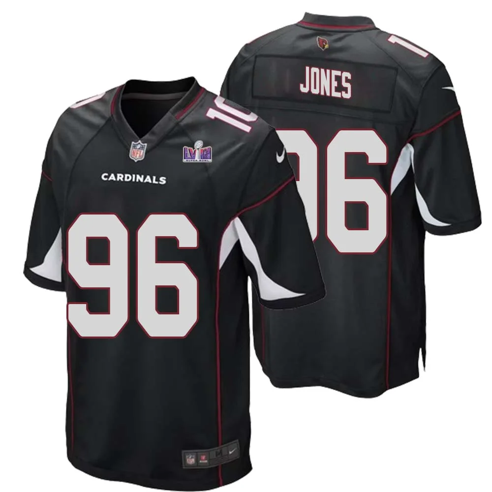 Naquan Jones No 96 Arizona Cardinals Super Bowl LVIII Black Alternate Game Jersey Cardinal for Men 1