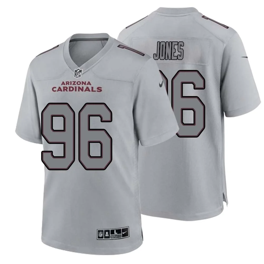 Naquan Jones No 96 Men Arizona Cardinals Gray Atmosphere Fashion Game Jersey