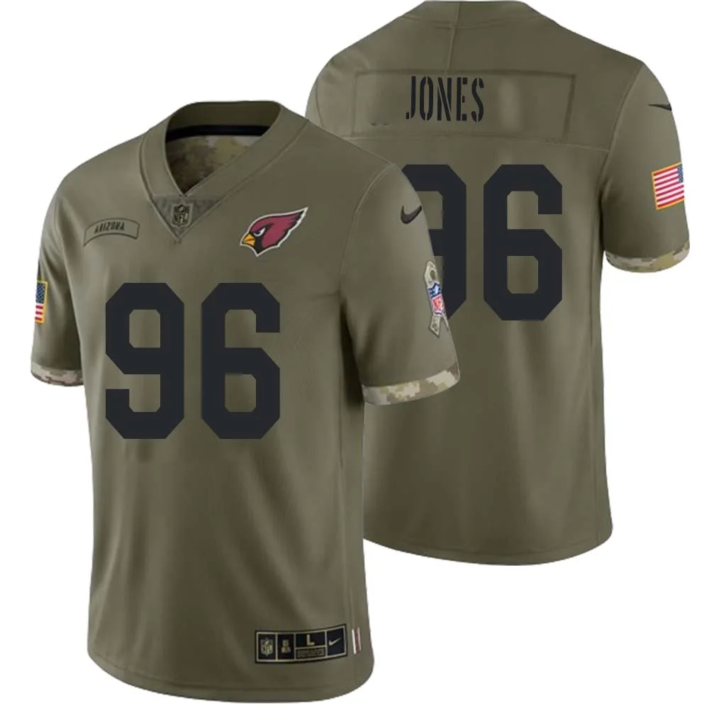 Naquan Jones No 96 Men Arizona Cardinals Olive 2022 Salute To Service Limited Jersey 1