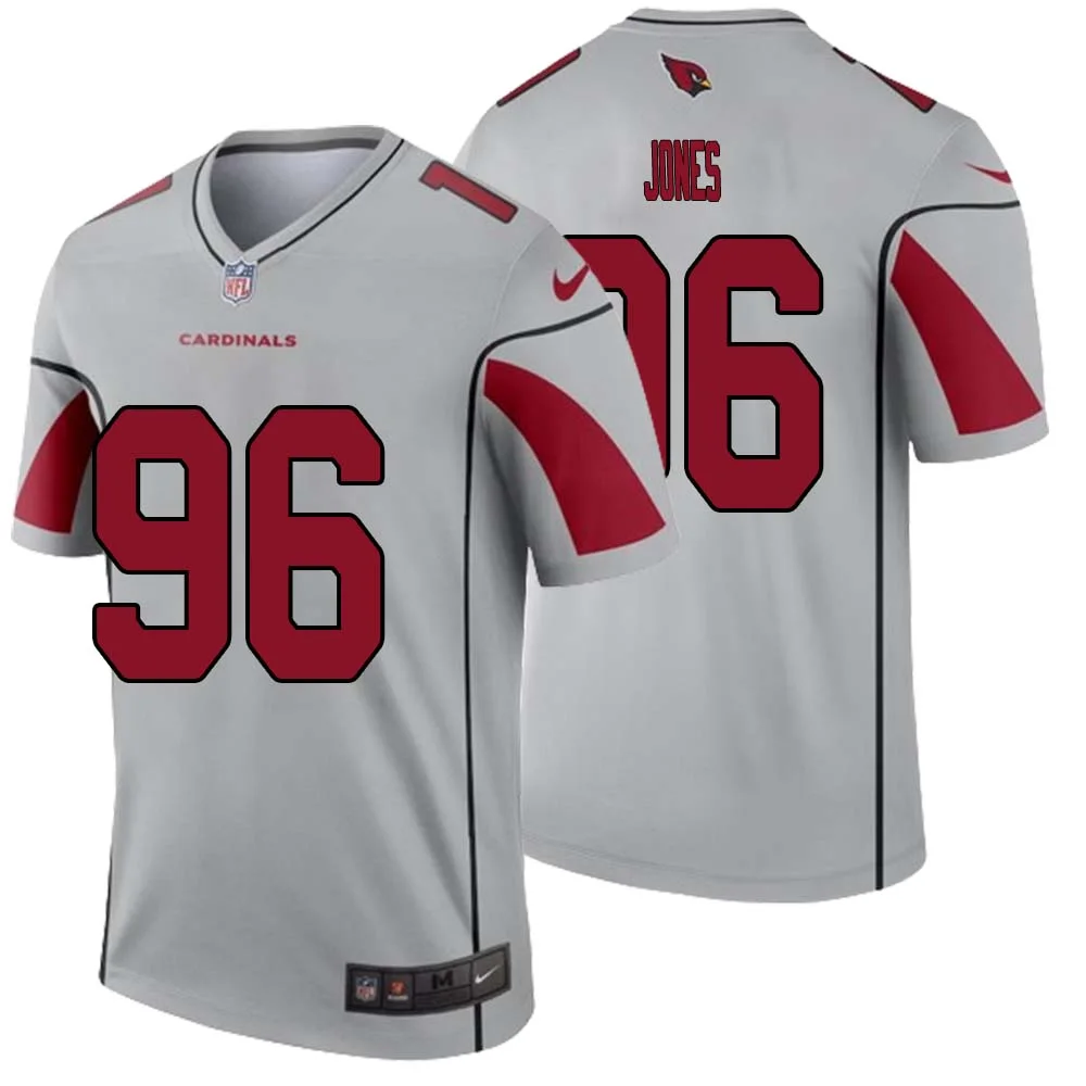 Naquan Jones No 96 Men Silver Arizona Cardinals Inverted Legend Jersey 1