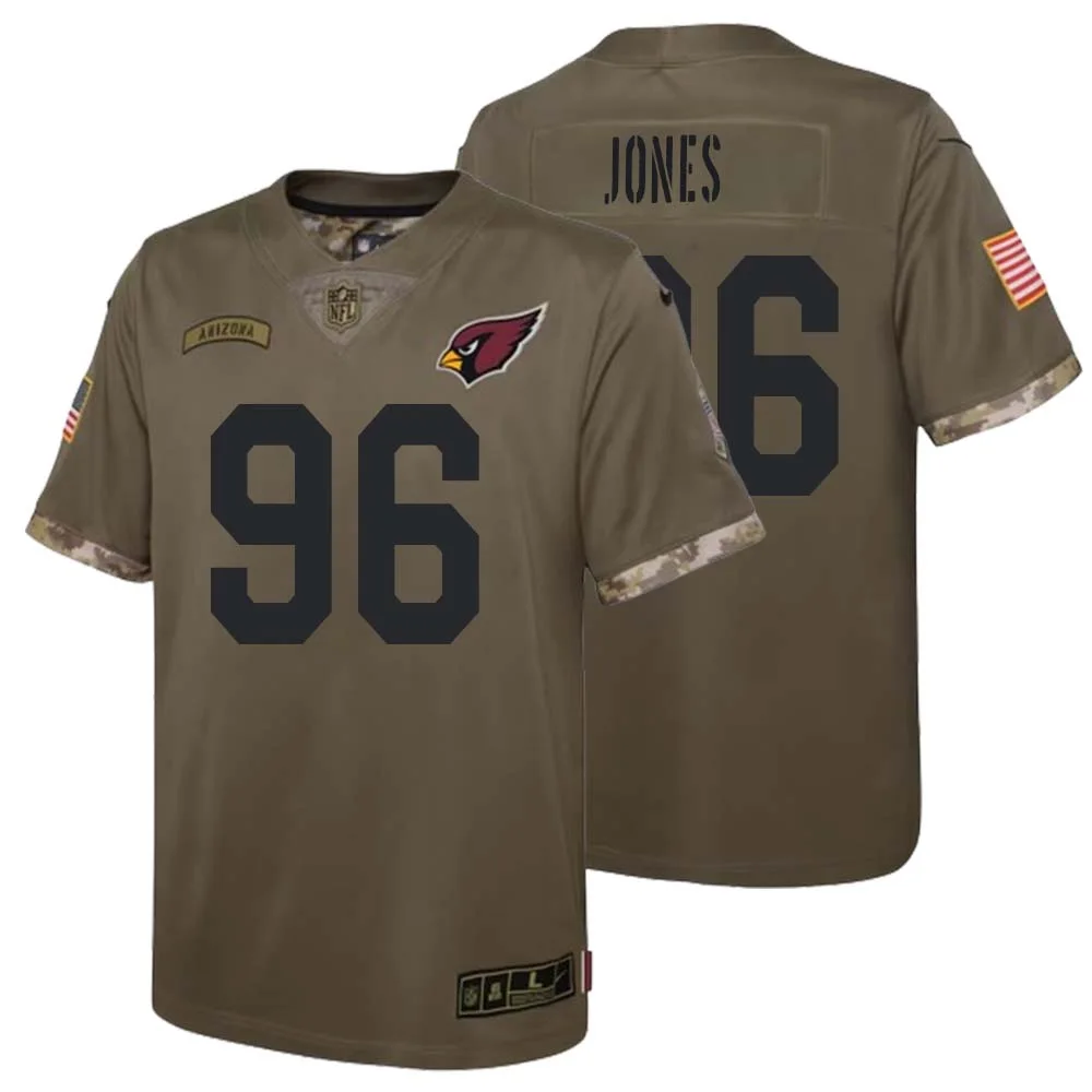 Naquan Jones No 96 Youth Arizona Cardinals Olive 2022 Salute To Service Limited Jersey 1