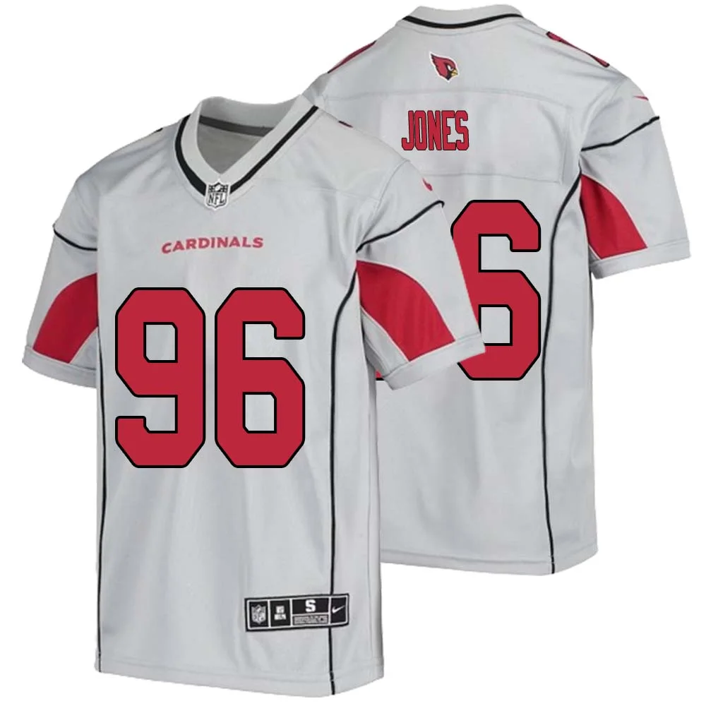 Naquan Jones No 96 Youth Silver Arizona Cardinals Inverted Legend Jersey 1