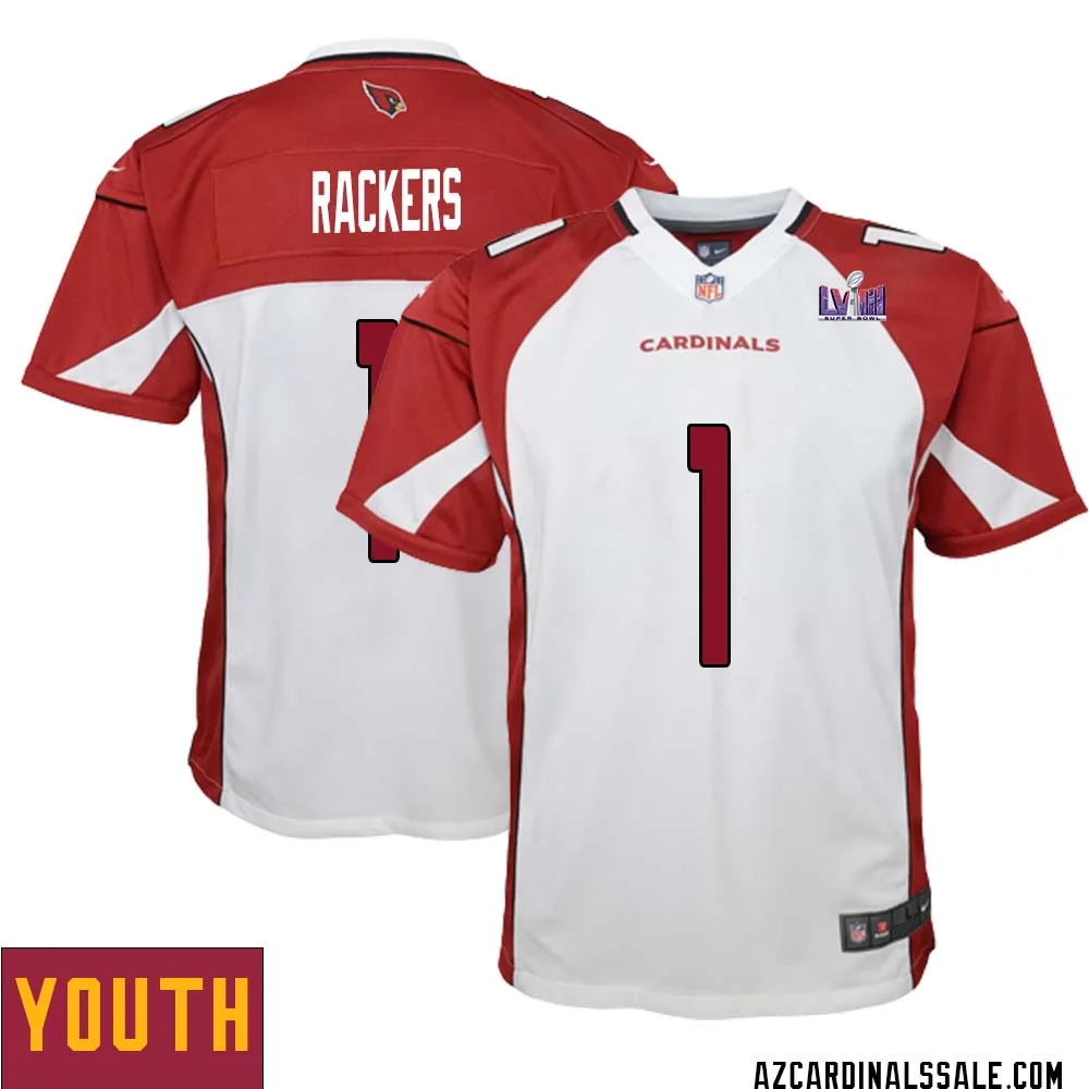 Neil Rackers No 1 Arizona Cardinals Super Bowl LVIII Away Game Jersey Cardinal for Youth 1