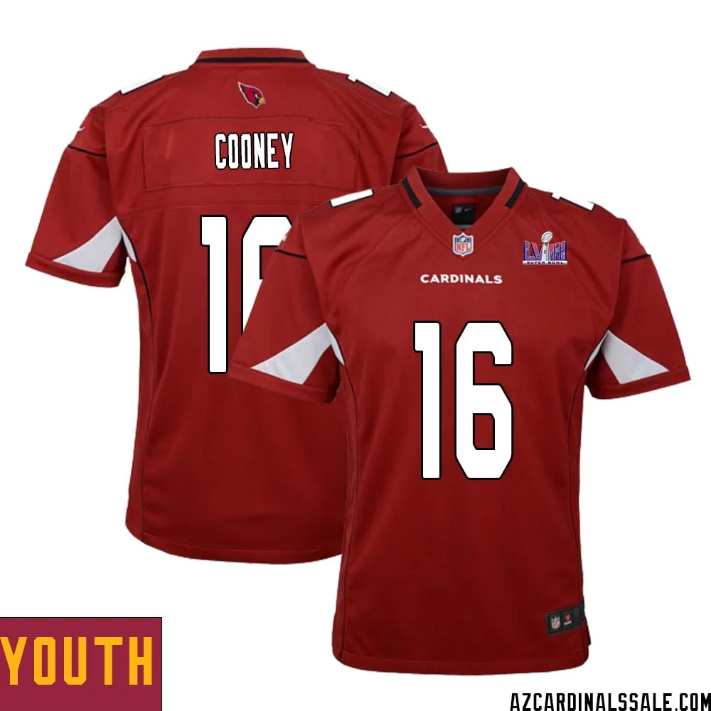 Nolan Cooney No 16 Arizona Cardinals Super Bowl LVIII Home Game Jersey Cardinal for Youth 1