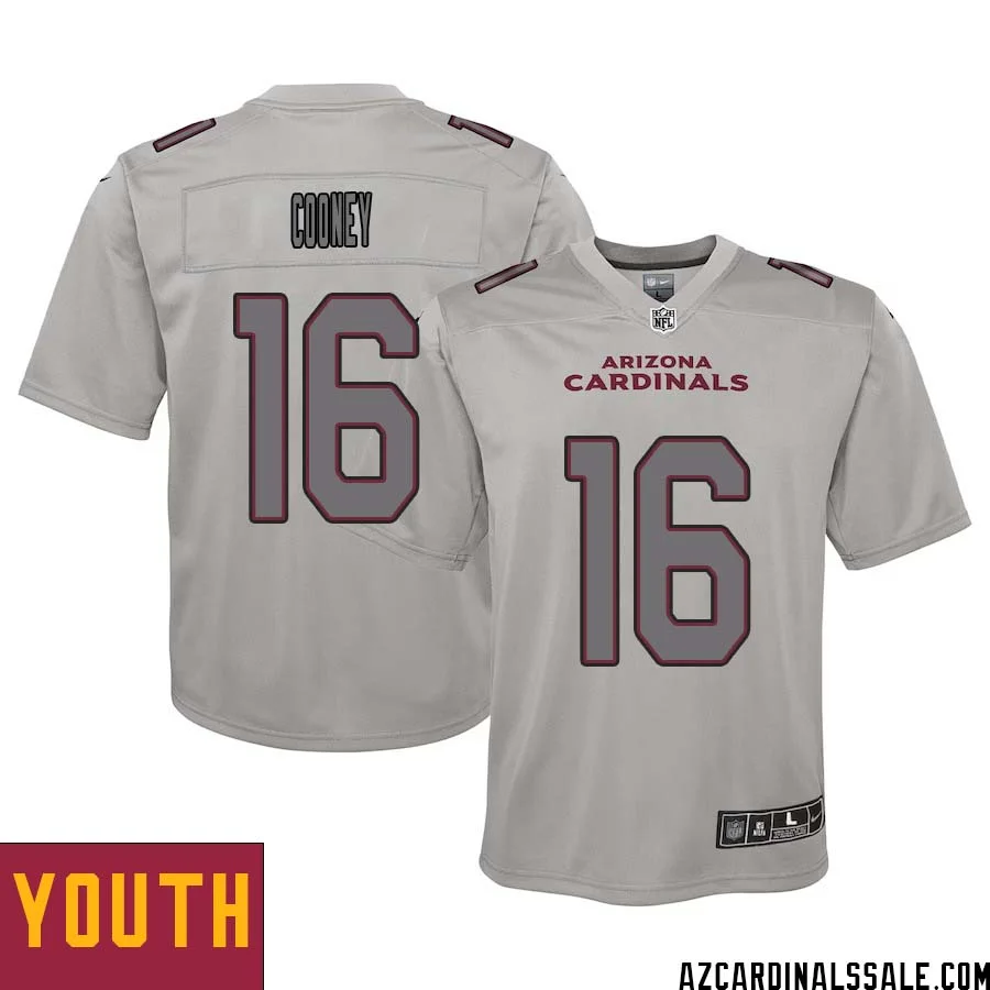 Nolan Cooney No 16 Youth Arizona Cardinals Gray Atmosphere Fashion Game Jersey