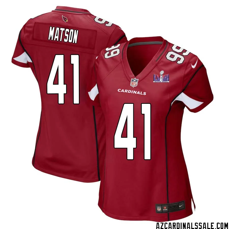 Ollie Matson No 41 Arizona Cardinals Super Bowl LVIII Home Game Jersey Cardinal for Women 1