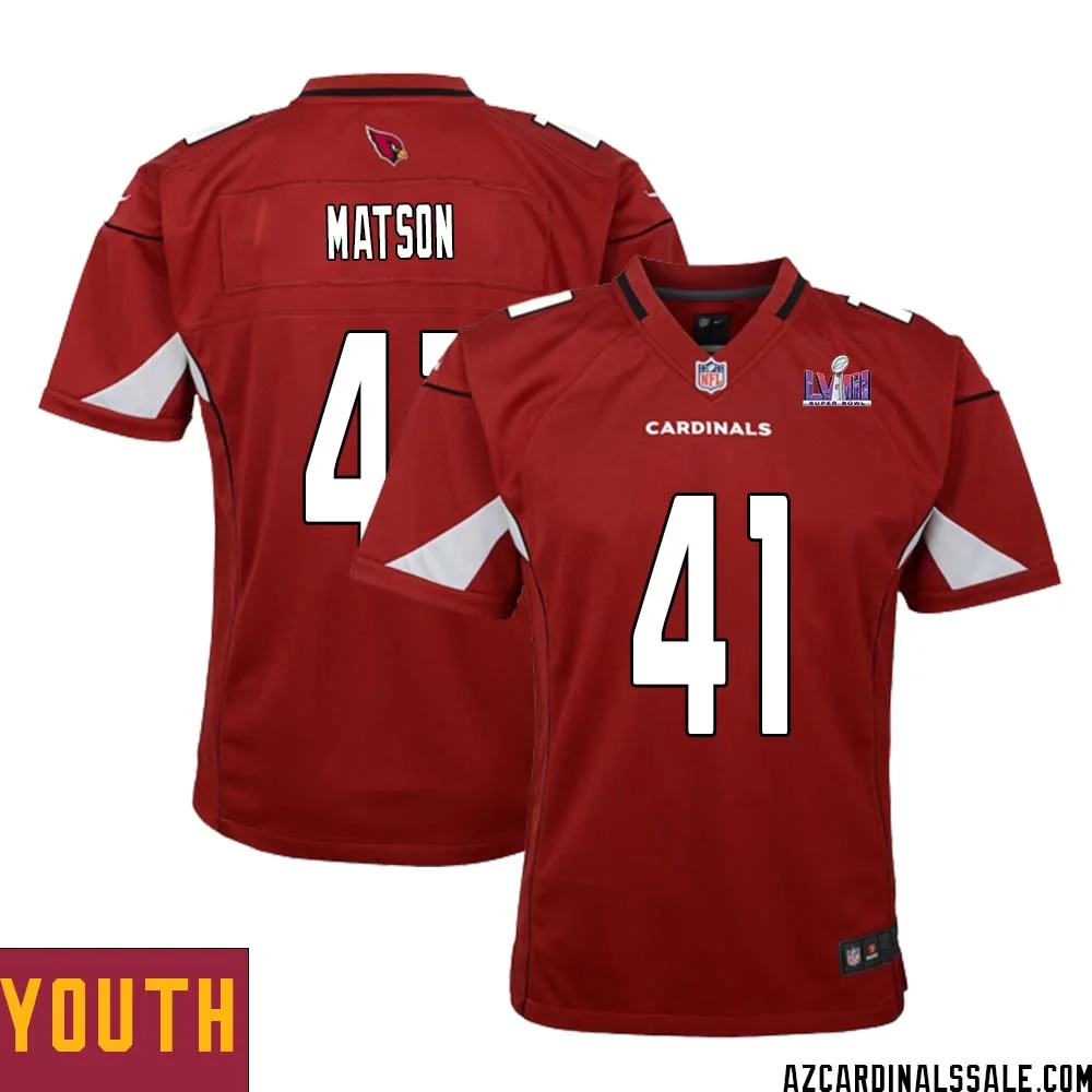 Ollie Matson No 41 Arizona Cardinals Super Bowl LVIII Home Game Jersey Cardinal for Youth 1
