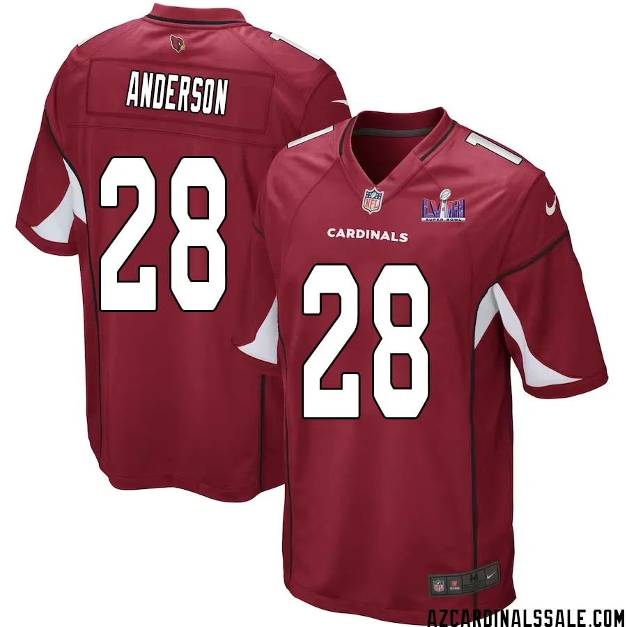 Owen Anderson No 28 Arizona Cardinals Super Bowl LVIII Home Game Jersey Cardinal for Men 1
